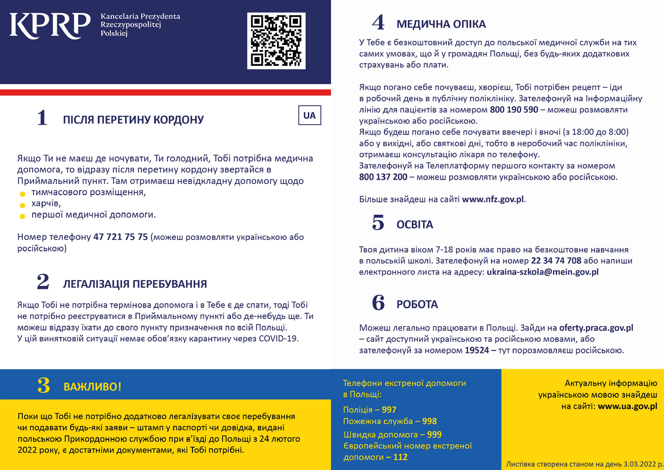 INFORMACJE DLA UCHODŹCÓW